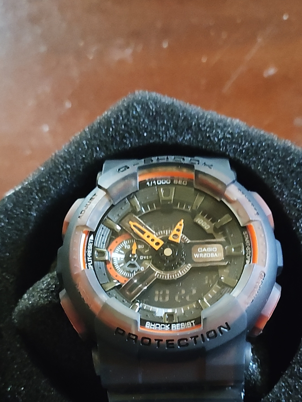 Casio Black and Orange Sport Watch with Analog-Digital Dial